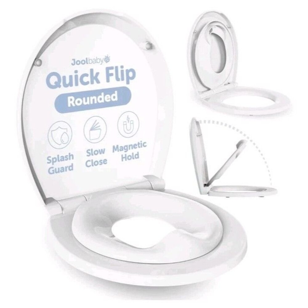 Quick Flip Toilet Seat w Built-in Potty & Splash Guard (Round) For Toddler...